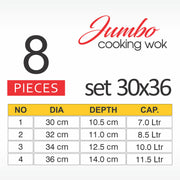 8 Pieces AR Metal Finish Wok Round Jumbo Set