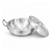 Aluminum Metal Finish Round Wok | Heavy Duty Wok Buy Online