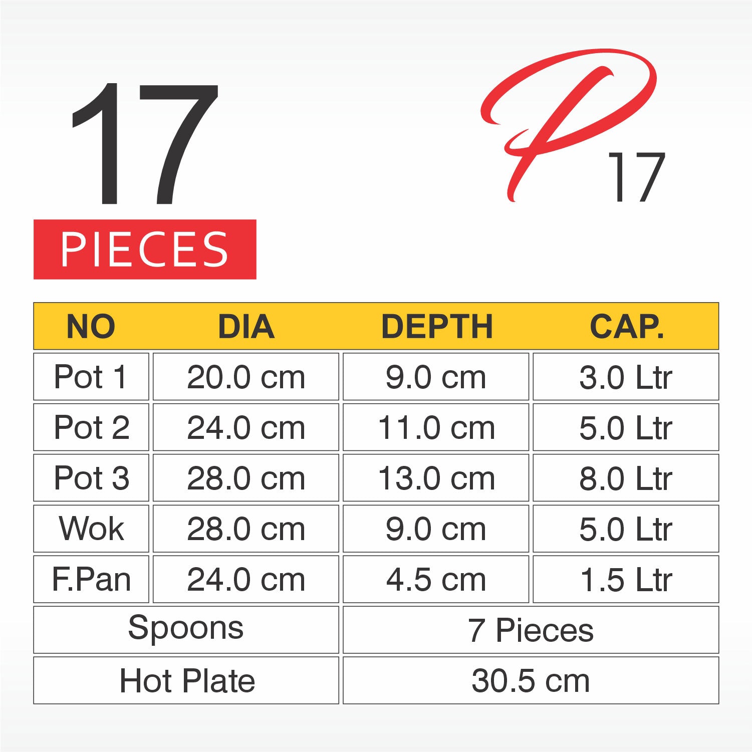 17 Pieces AR Marble Coated Non Stick P 17 - Black