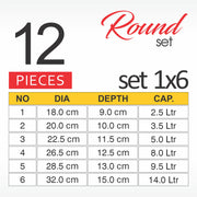 12 Pieces AR Round Metal Finish Casserole Set