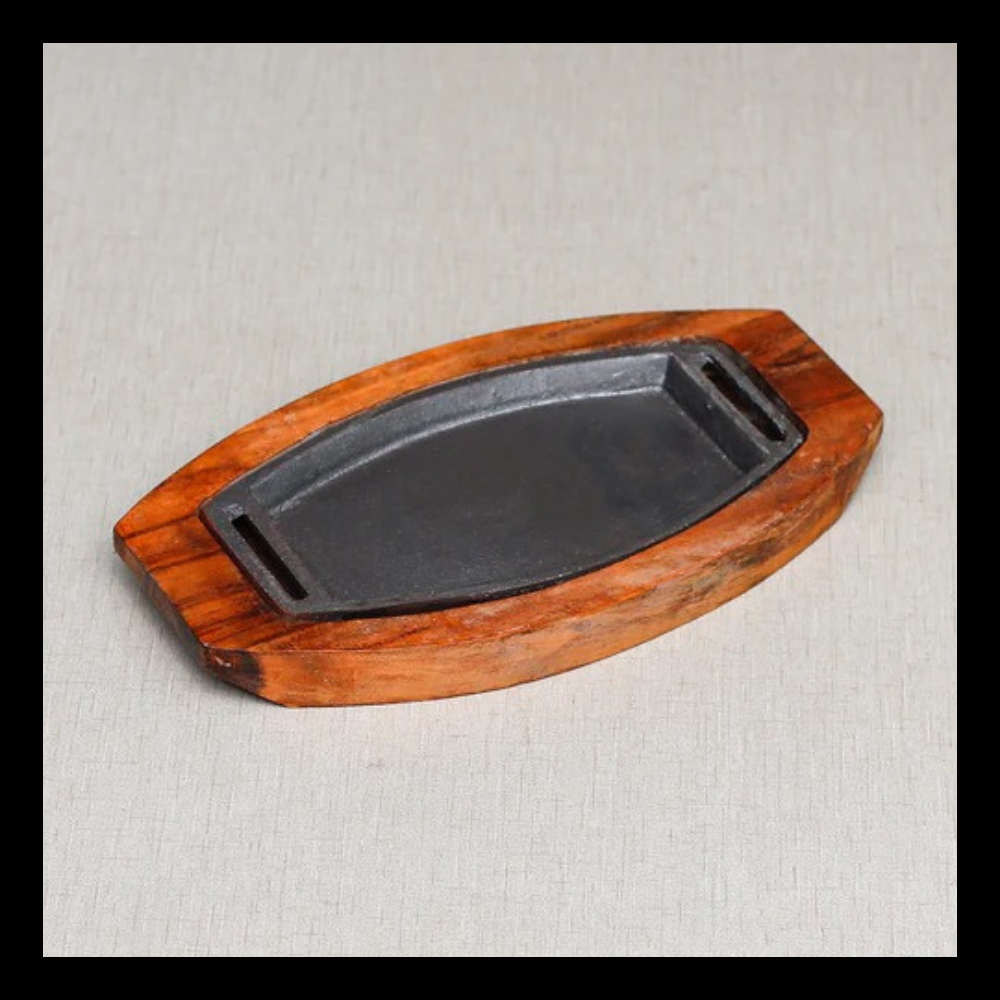 Grill Kashti  Sizzling Dish with Wooden Base – Serve it Hot, Serve it Right