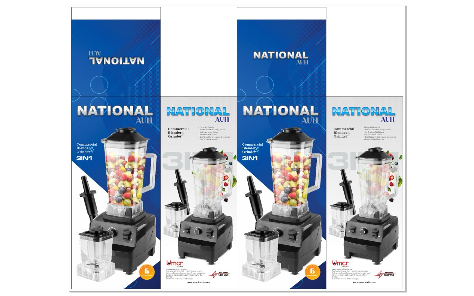 Multi-Functional National AUH 3-in-1 Commercial Blender & Grinder