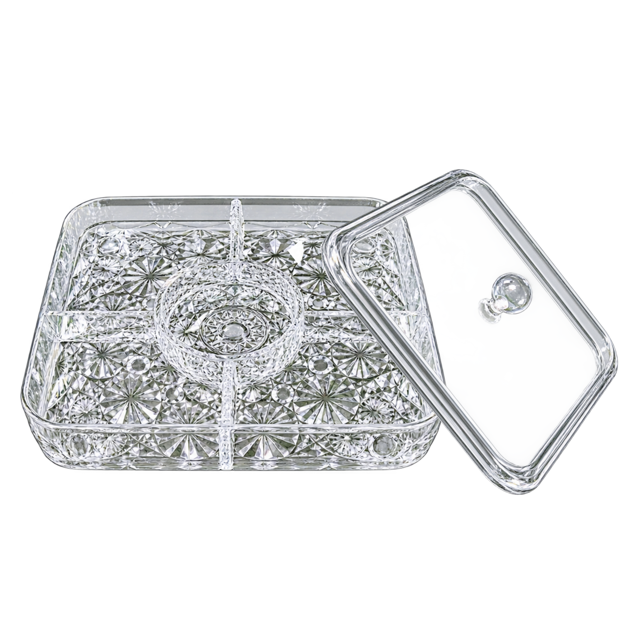 Acrylic Dry Fruit Dish – Elegant Multi-Section Serving Bowl (Without Stand)