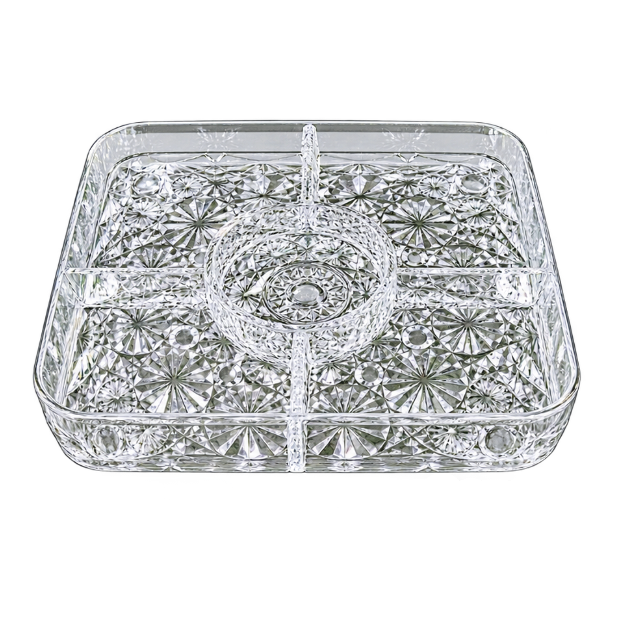 Acrylic Dry Fruit Dish – Elegant Multi-Section Serving Bowl (Without Stand)