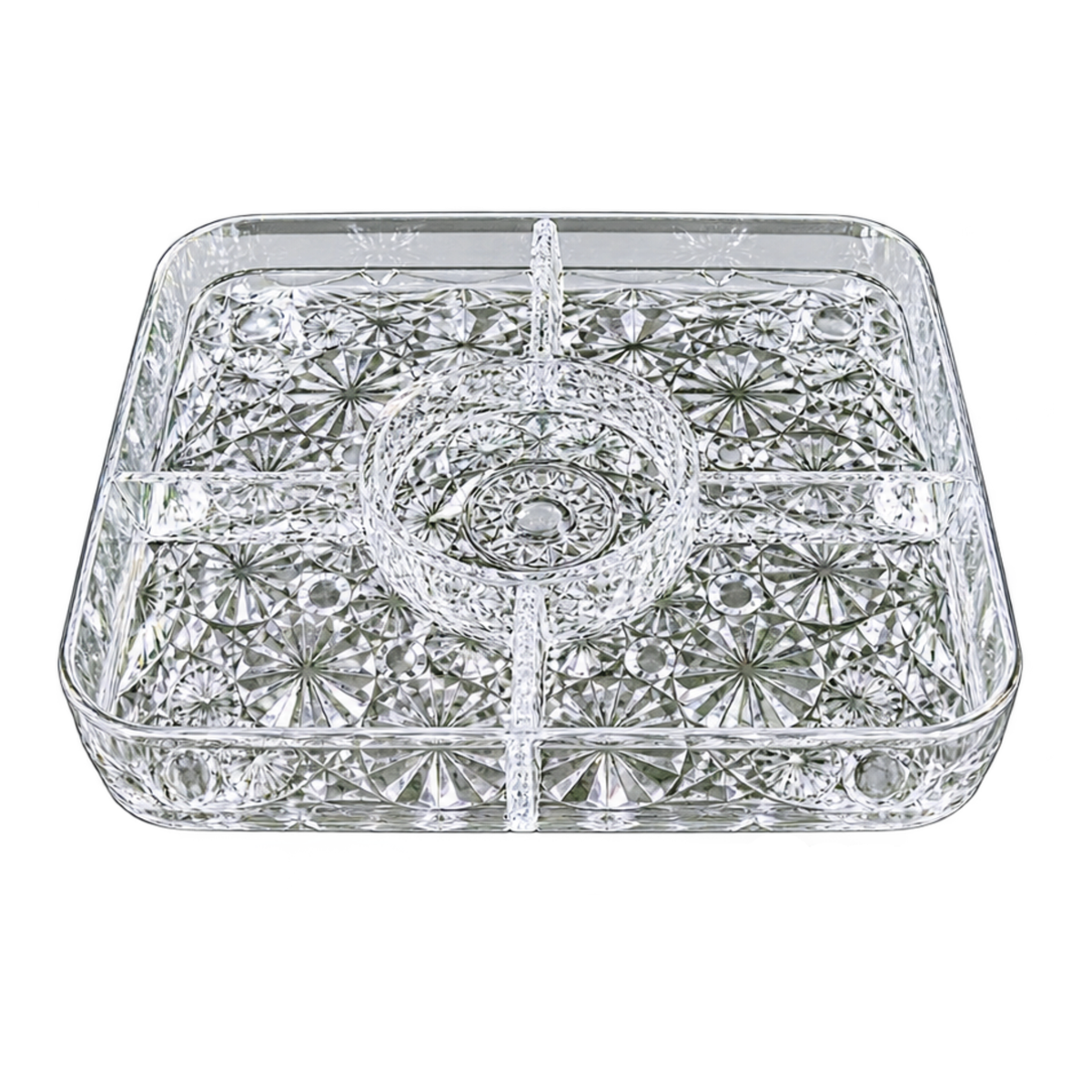 Acrylic Dry Fruit Dish – Elegant Multi-Section Serving Bowl (Without Stand)