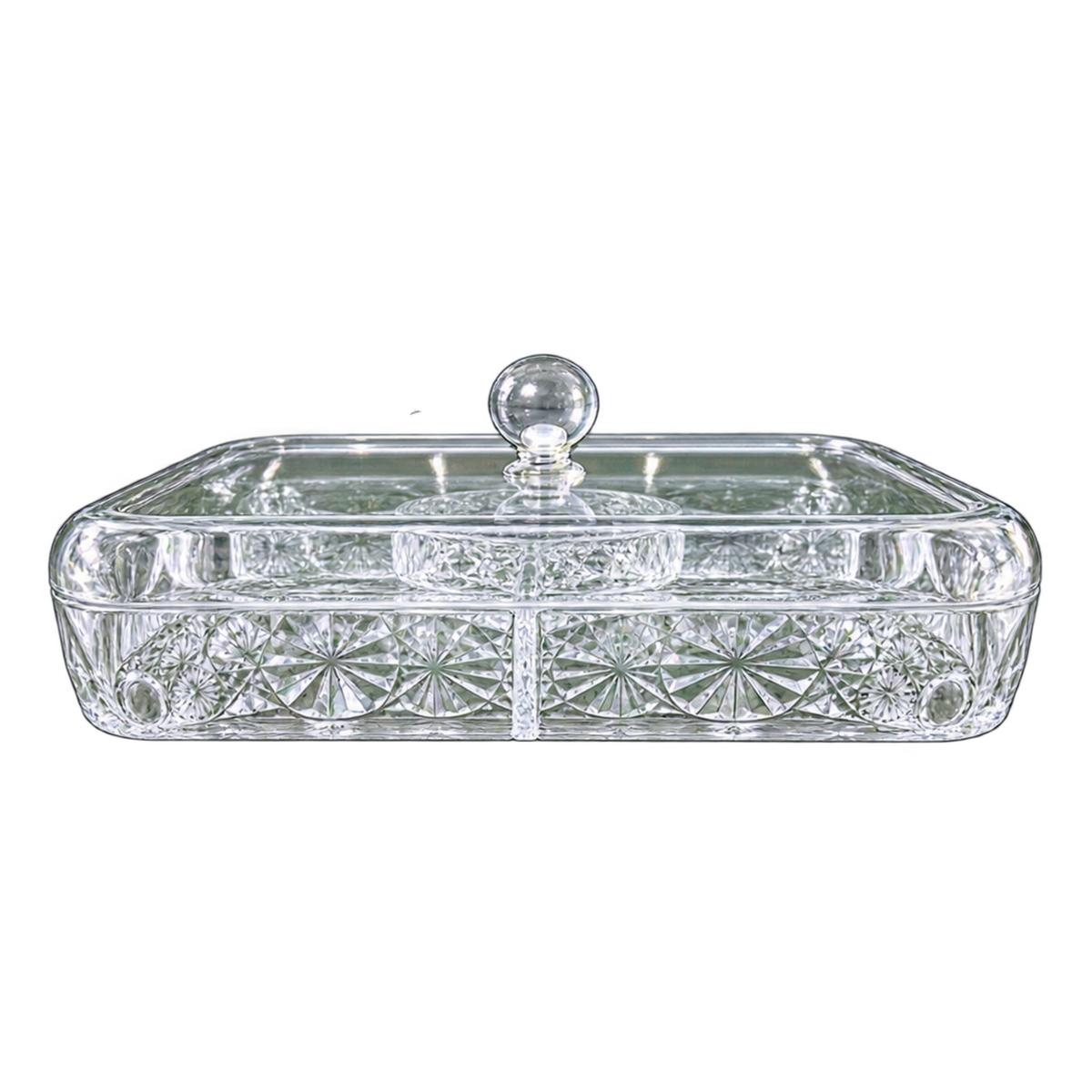 Acrylic Dry Fruit Dish – Elegant Multi-Section Serving Bowl (Without Stand)
