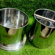 Top view of stainless steel milk container showing durable interior and handle