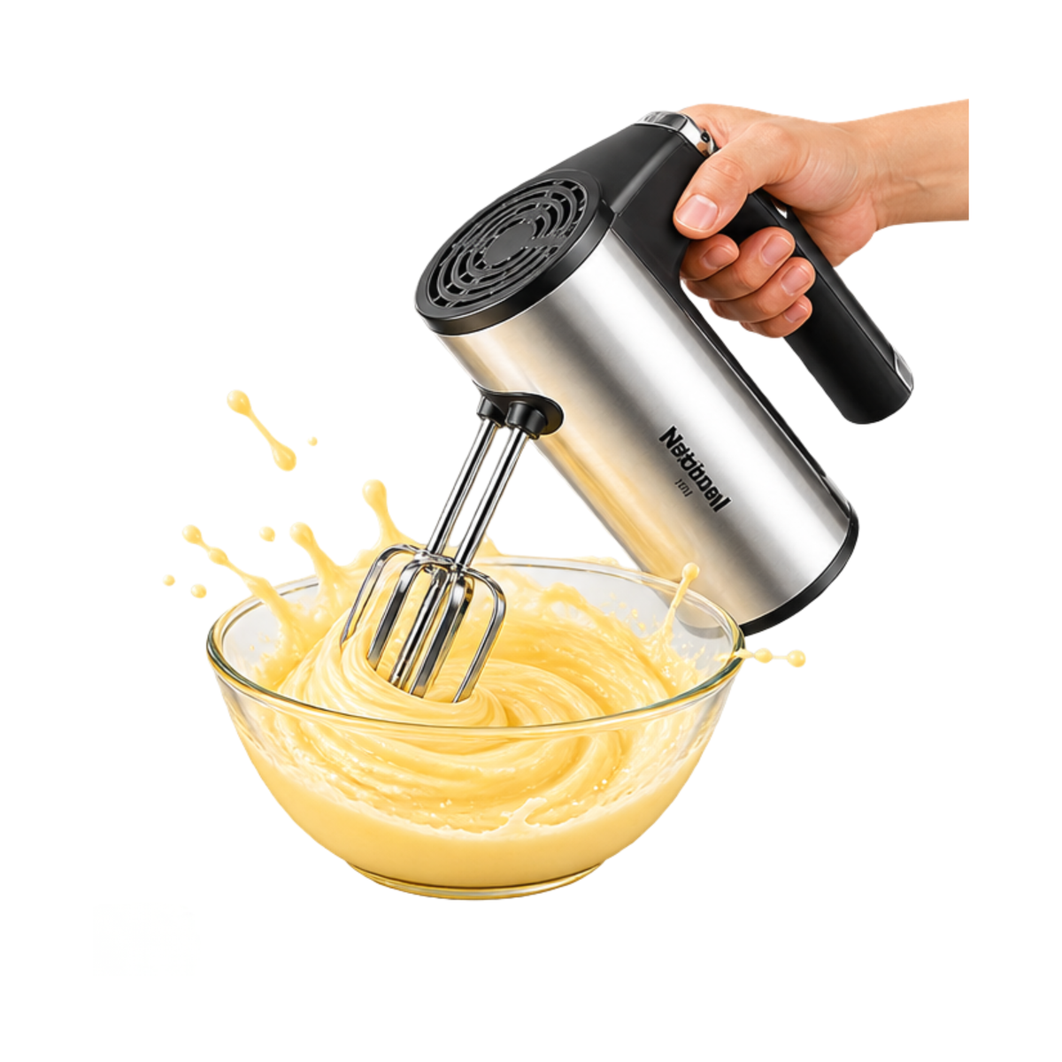 National HAA-1101 Electric Egg Beater 2-in-1 Stainless Steel Mixer with 5 Speeds