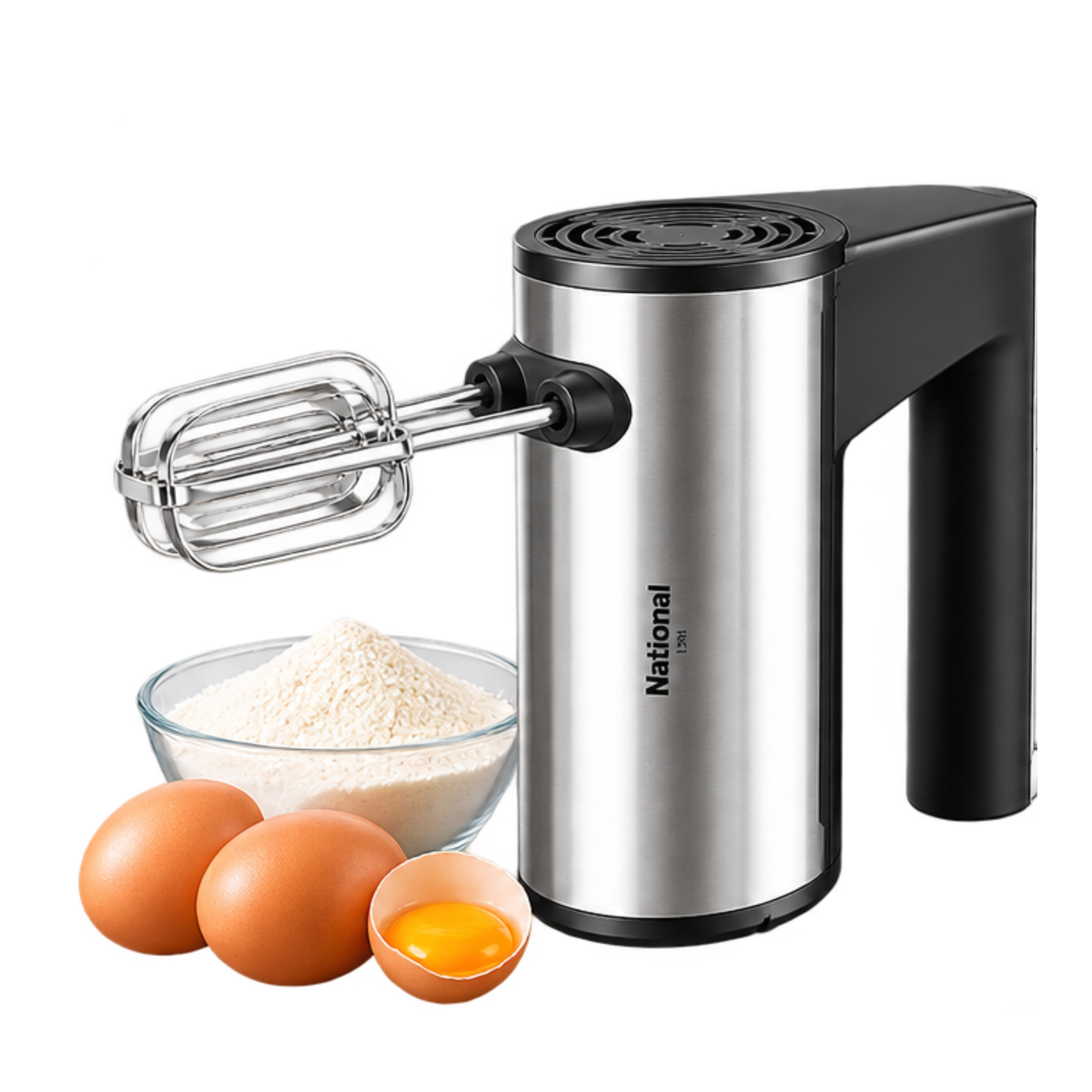 National HAA-1101 Electric Egg Beater 2-in-1 Stainless Steel Mixer with 5 Speeds