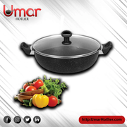 AR Marble Non Stick Wok Karahi Black | Heavy Duty Karahi Pakistan