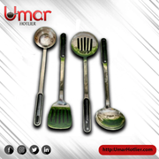 4-Piece Stainless Steel Cooking Set with Black Handles | Umar Hotelier
