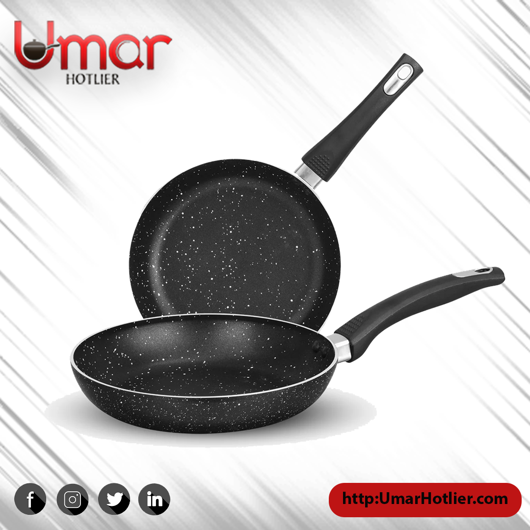 AR Marble Coated Non Stick Fry Pan - Black