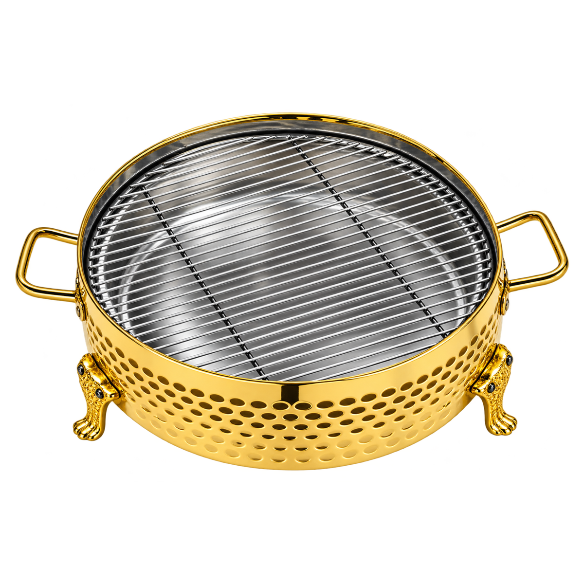 Round Golden BBQ Serving Grill