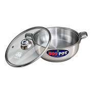 3 Pcs Stainless Steel Hotpot Set with Glass Lid | Elegant Serving Set