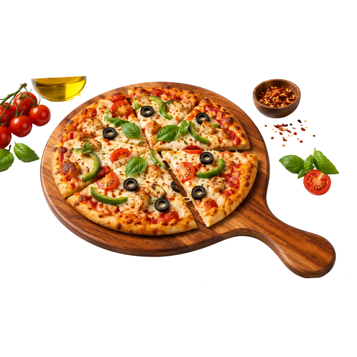 Wooden Pizza Serving Rocket Board – Natural Wood Paddle
